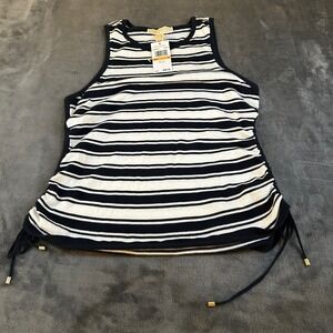 Michael Kors Striped Tank Top Womens Small Sleeveless Side Tie Navy‎ White NWT